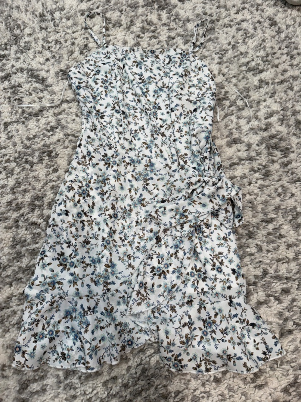 Altar'd State White Mini Dress with Blue Floral Print